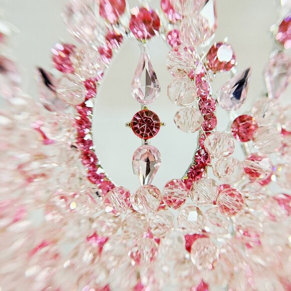 Wedding Crown, Pink Crystal Crown, Bridal Jewelry, Silver Bridal Headpiece main image 6
